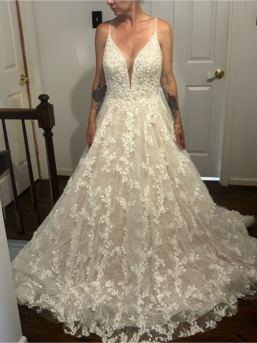 Martina Liana Ivory and Champagne Lace A‑Line Wedding Dress